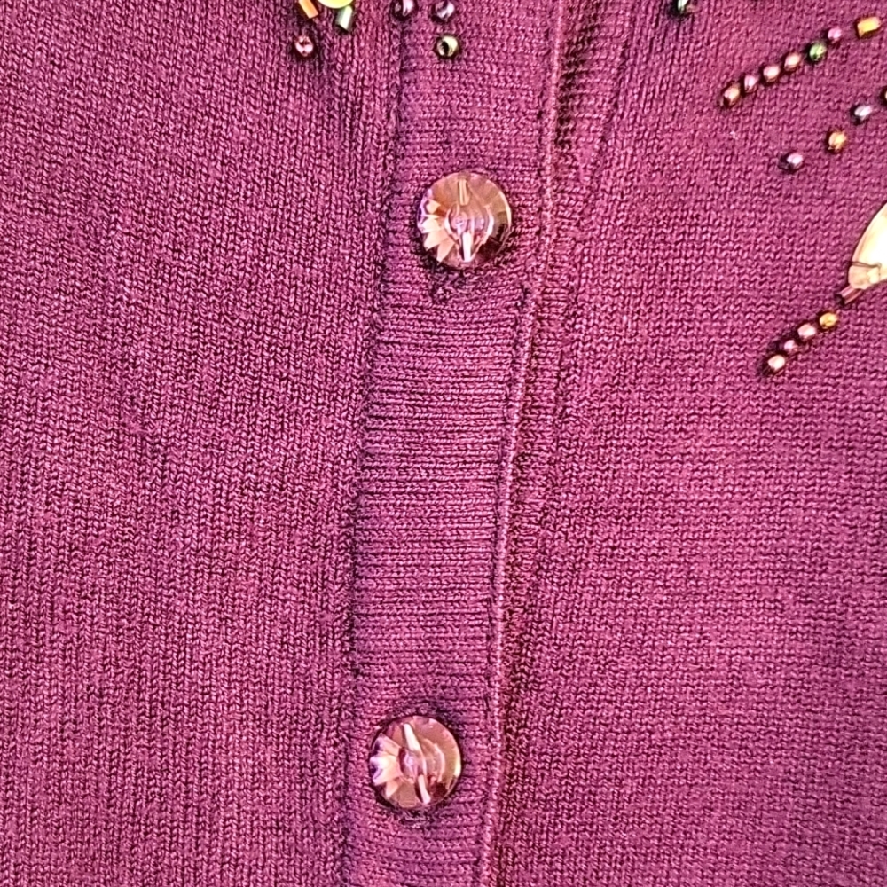 Deep Purple Sparkly Beaded Cardigan, M/L* - Picture 7 of 12